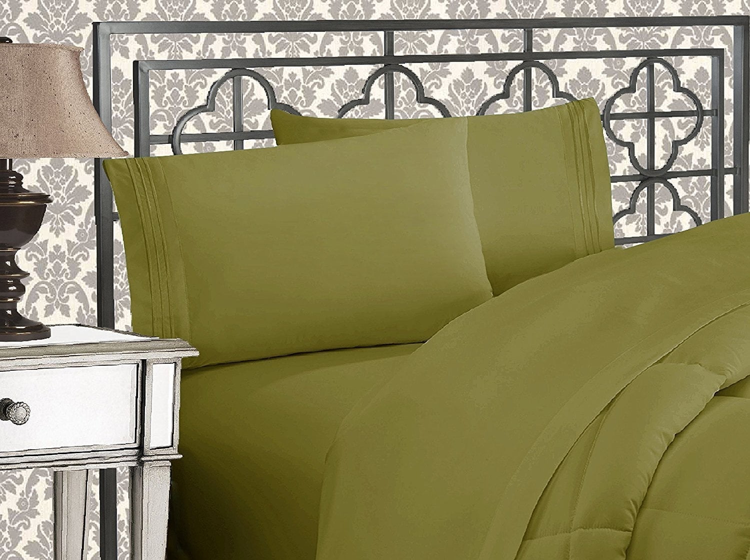 Elegant Comfort Bedding 4 Piece Bed Sheet Set 1500 Series Wrinkle Free with Deep Pockets , Queen, Sage Green