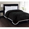thumbnail image 1 of Elegant Comfort Best, Softest, Luxury Micro-Sherpa Blanket Heavy Weight Stripe Design Ultra Plush Blanket, King/Cal King, Black, 1 of 1