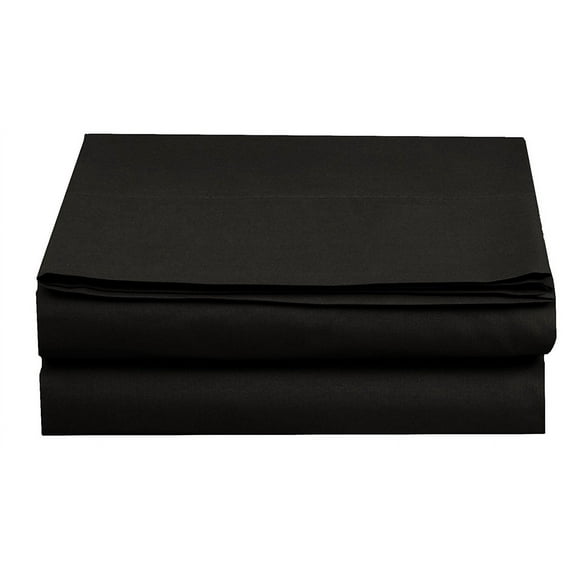 Elegant Comfort Black Microfiber Flat Bedsheet, California King - Wrinkle & Fade Resistant