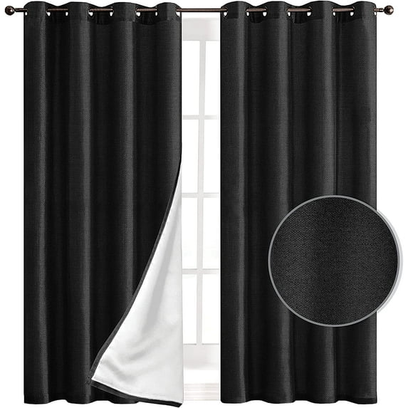 Elegant Comfort Privacy Window Treatment, Blackout Energy-Saving Panels for Bedroom, Living Room, and Office, (Set of 2) 54" X 95", Black