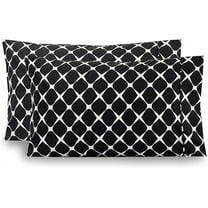 Elegant Comfort Bloomingdale Pattern Pillowcase 1500 Series 2-Piece Set Super Soft, Easy Slip-On and Wrinkle Resistant, Bloomingdale King Pillowcase, Black