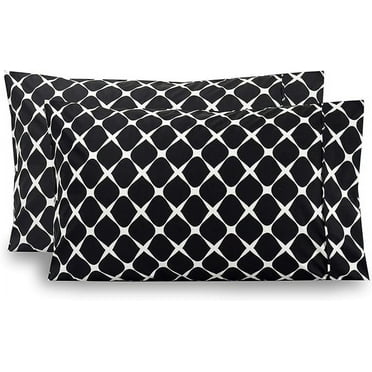 Elegant Comfort Bloomingdale Pattern Pillowcase 1500 Series 2-Piece Set Super Soft, Easy Slip-On and Wrinkle Resistant, Bloomingdale King Pillowcase, Black