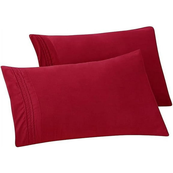 Elegant Comfort Bloomingdale Pattern Pillowcase, 2-Piece Set , Easy Slip-On and Wrinkle Resistant, Bloomingdale Queen Pillowcase, Burgundy