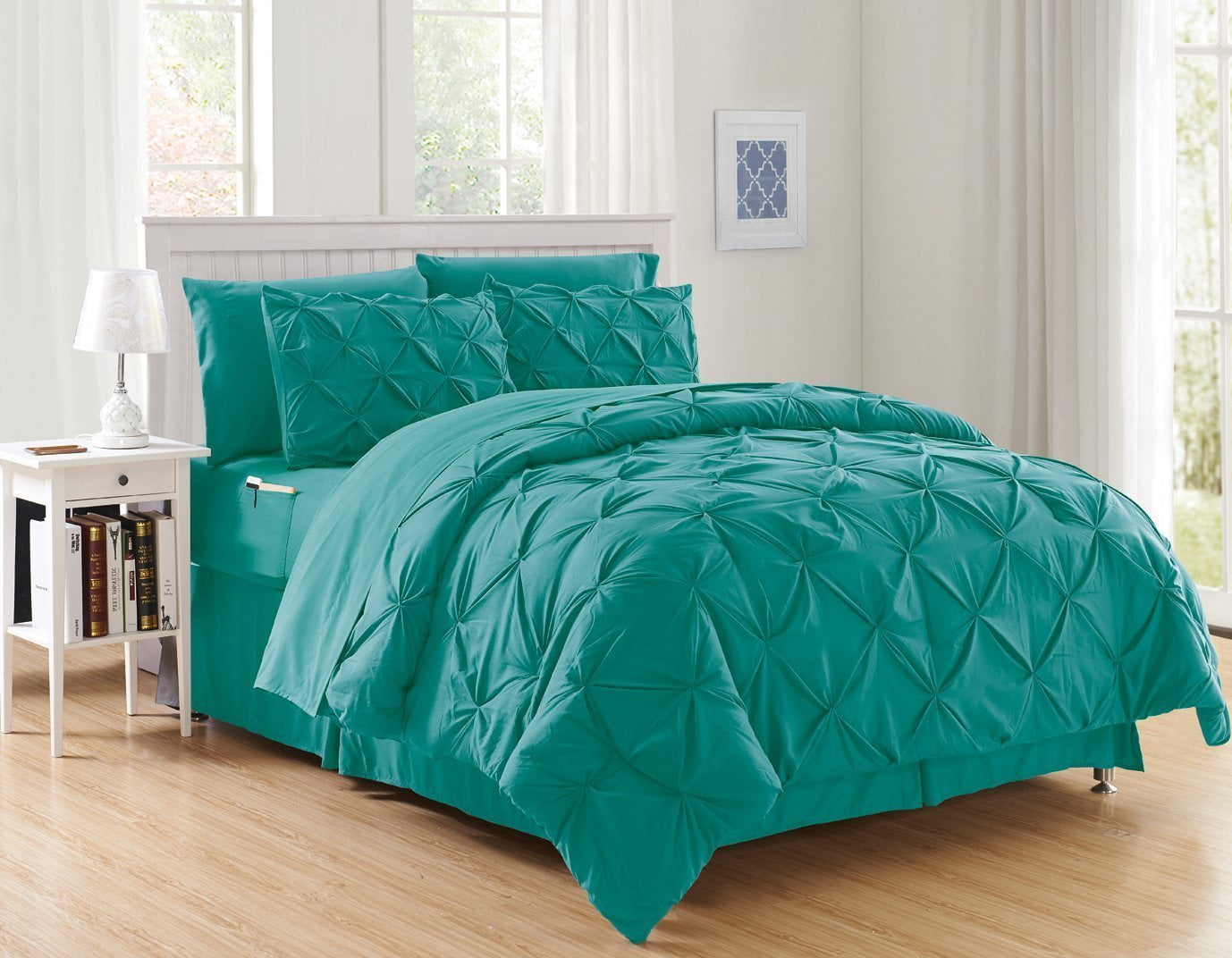 Elegant Comfort Blue 8 Piece Bed in a Bag Comforter Set with Sheets, Twin
