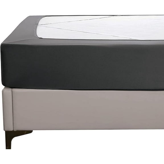 Elegant Comfort Box Spring Cover - Snug 4 Way Elastic Wrap Around Jersey Knit Alternative for Bed Skirt, Ultra Soft, Wrinkle Free, Queen, Gray