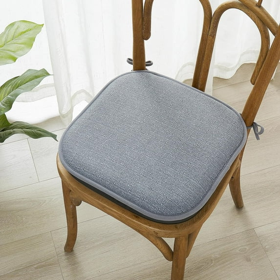 Elegant Comfort Chair Cushion Covers with Ties and Non Skid Rubber Backing-Thick Memory Foam - Soft Cushion Pad- Rounded Square Seat Cover- 16 x 16 Inches - Set of 4 Mosaic Textured Pattern, Gray