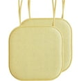 thumbnail image 1 of Elegant Comfort Chair Cushion Covers with Ties and Non Skid Rubber Backing-Thick Memory Foam - Soft Cushion Pad- Rounded Square Seat Cover- 16 x 16 Inches - Set of 2 Chevron Textured Pattern, Yellow, 1 of 7