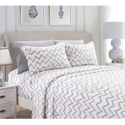 Elegant Comfort Chevron Pattern Collection 6-Piece Sheet Set Deep Pocket 1500 Series, Fade, Stain, and Wrinkle Resistant, Fitted Sheet with Smart Pockets, Chevron Sheet Set, King, Gray