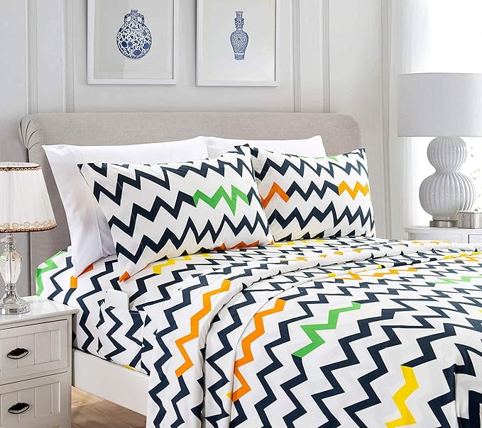 Chevron Pattern Sheets Elegant Comfort Chevron Pattern Collection 6-Piece Sheet Set Deep ...