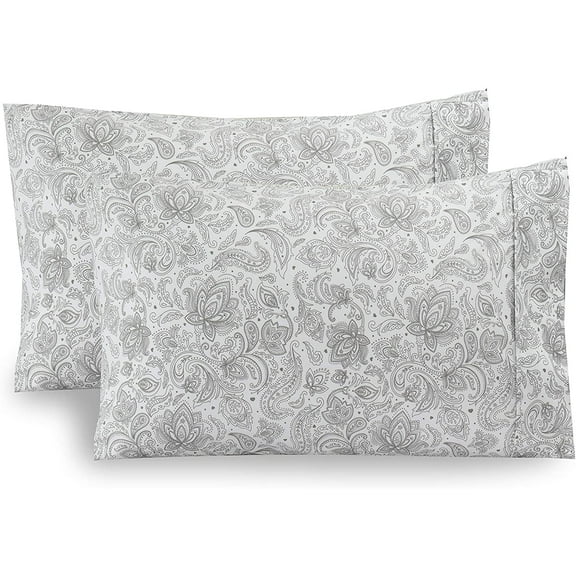 Elegant Comfort Classic 1500 Thread Count Paisley Gray Cotton Pillowcases, King (2 Count)