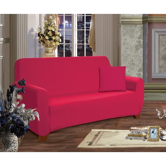 Elegant Comfort Collection Luxury Soft Furniture Jersey STRETCH SLIPCOVER, Loveseat Ruby