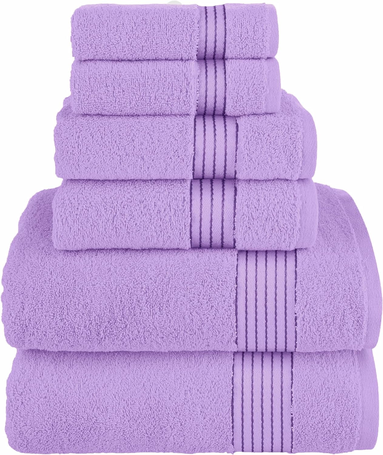 American Soft Linen Luxe 6-delige handdoekenset, 2 badhanddoeken, 2 handdoeken, 2 washandjes, 100% katoen, Turkse handdoeken voor badkamer, paarse