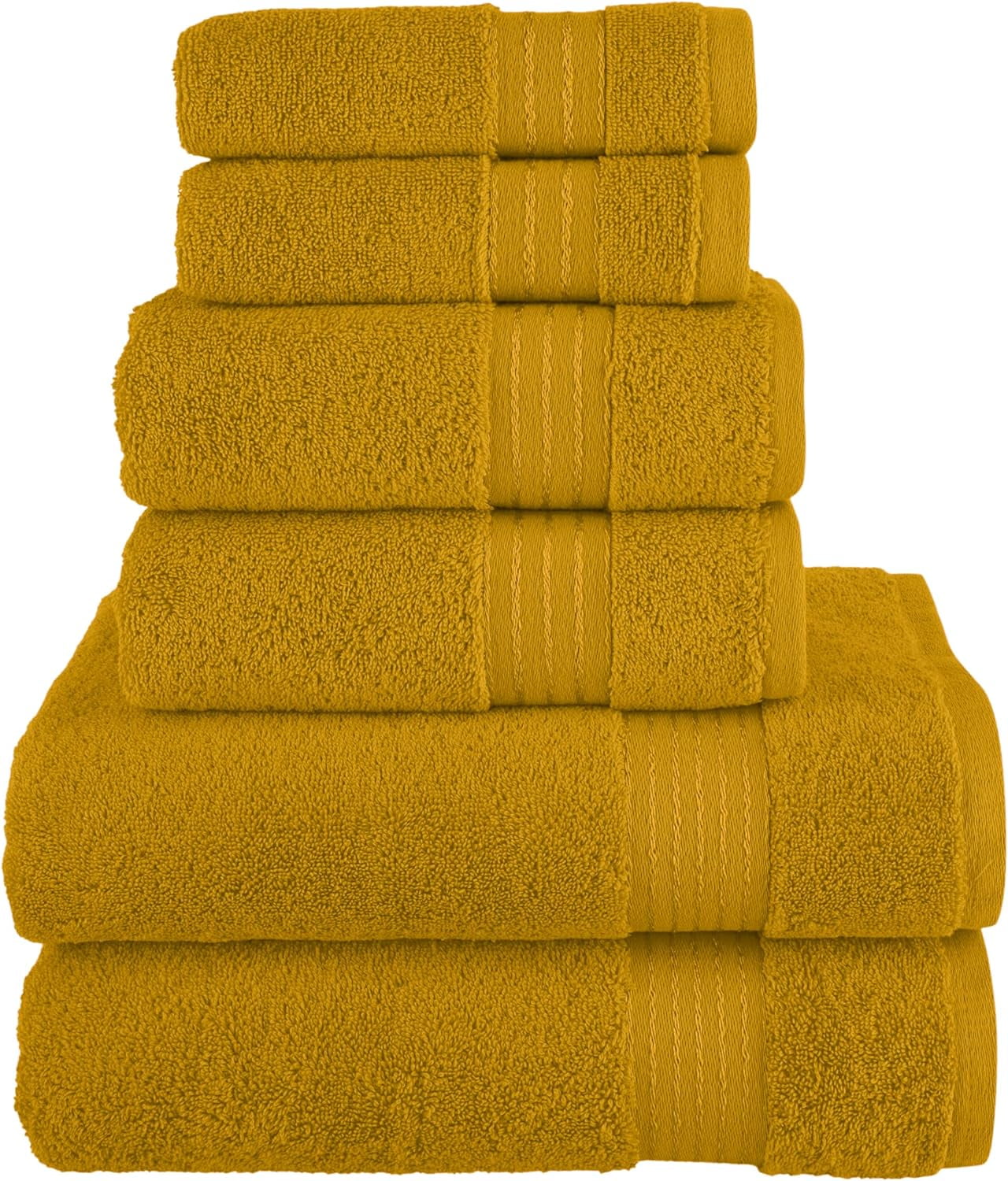  American Veteran Towel, Towels for Bathroom, 6 Piece Towel Sets  for Clearance Prime, 100% Turkish Cotton Bathroom Towels, 2 Bath Towels 2  Hand Towels 2 Washcloths, Yellow : Home & Kitchen