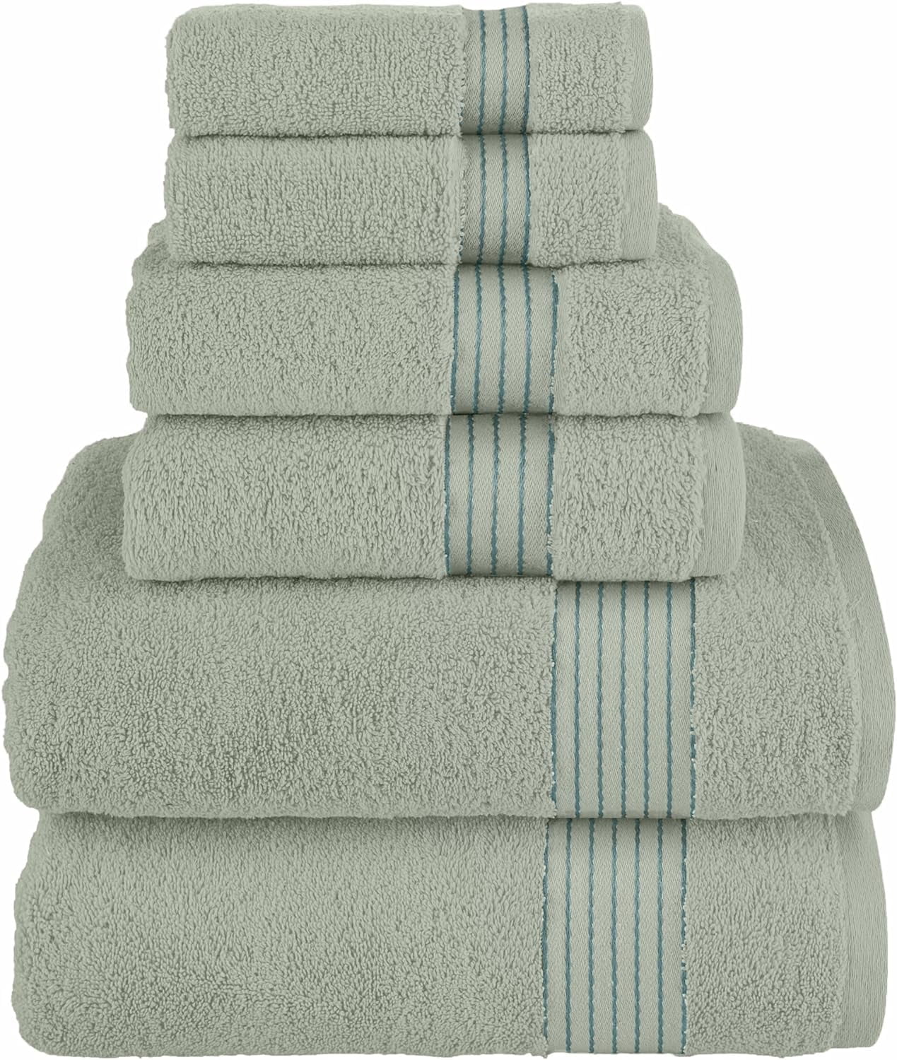 Elegant Comfort Cotton 6-Piece Towel Set, Includes 2 Washcloths, 2 Hand Towels and 2 Bath Towels, 100% Turkish Cotton - Highly Absorbent and Super
