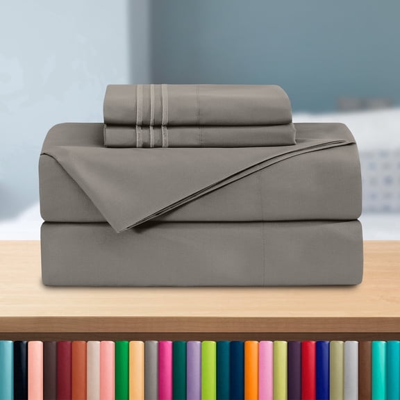 Elegant Comfort Deep Pocket 4-Piece Bed Sheet Set, Ultra-Soft Microfiber, Luxury Bedding Gift, Queen, Gray