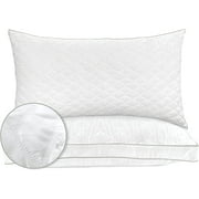 Elegant Comfort Diamond Stiched Premium Hotel Quality Quilted Goose-Down Alternative Plush Bed Pillows for Side Back & Stomach Sleepers, 2-Pack, King, White 2 Count