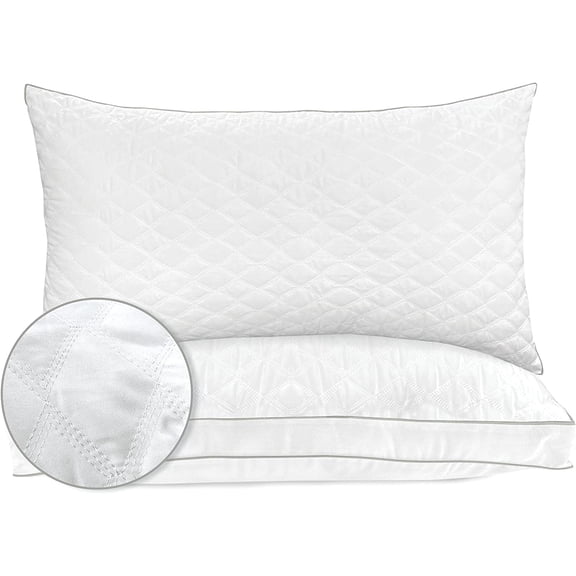 Elegant Comfort Diamond Stiched Premium Quilted Goose-Down Alternative Bed Pillows for Side Back &