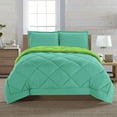 thumbnail image 1 of Elegant Comfort Down Alternative Reversible 3pc Comforter Set Full/Queen, Aqua/Lime, 1 of 4
