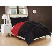 Elegant Comfort Down Alternative Reversible 3pc Comforter Set- Available In A Few Sizes And Colors , King/Cal King, Black/Burgundy