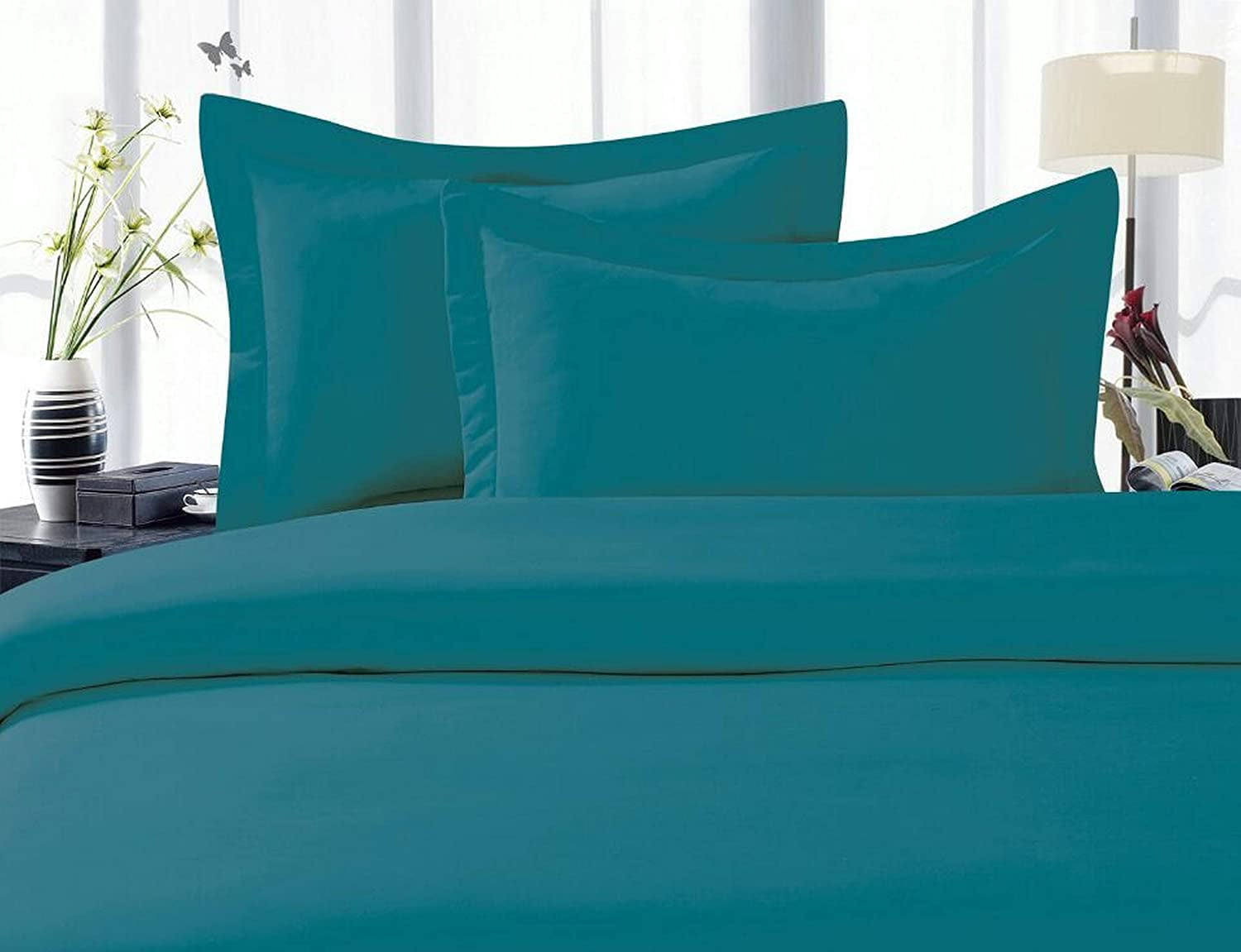 Elegant Comfort, Duvet Set 3 Piece 2 Pillow Shams Full/Queen Turqouise, Solid Print