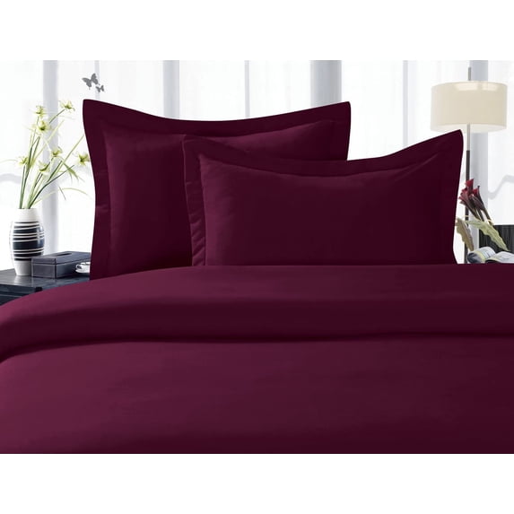 Elegant Comfort, Duvet Set 3 Piece 2 Pillow Shams King/Cal King Eggplant-Purple, Purple, Solid Print