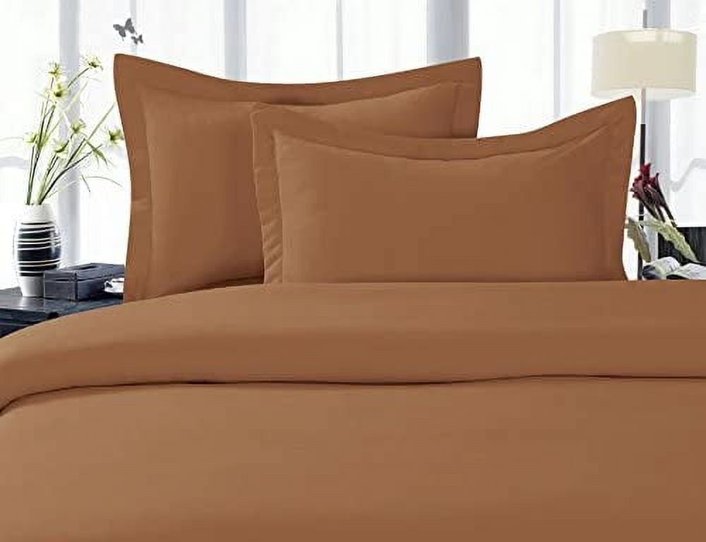 Elegant Comfort, Duvet Set 3 Piece 2 Pillow Shams King/Cal King Mocha Chocolate, Solid Print