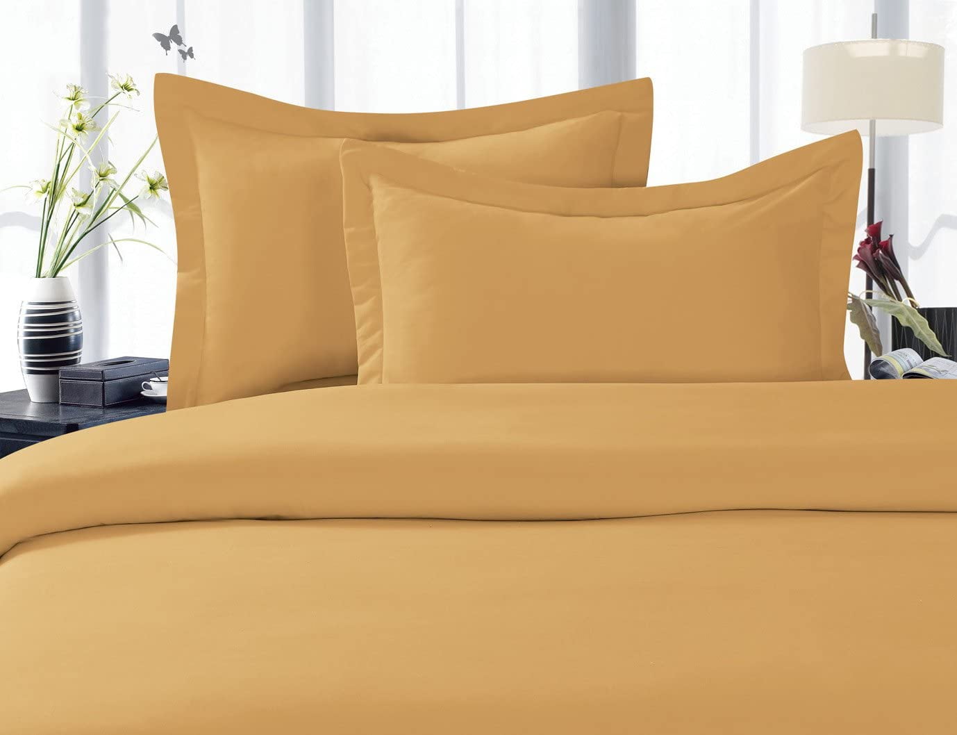 Elegant Comfort, Duvet Set 3 Piece 2 Pillow Shams Twin/Twin XL Camel-Gold, Solid Print