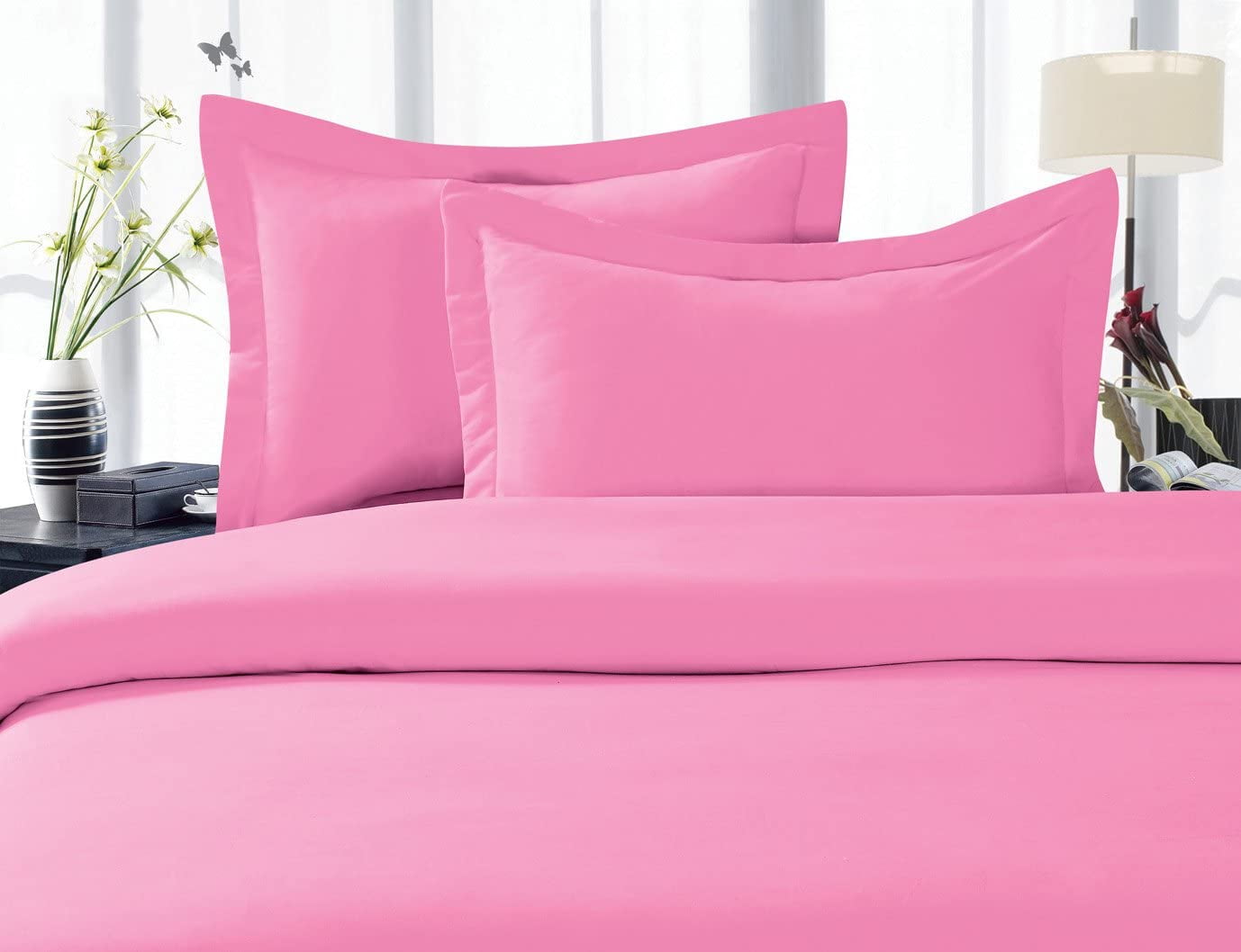 Elegant Comfort, Duvet Set 3 Piece 2 Pillow Shams Twin/Twin XL Light Pink, Solid Print