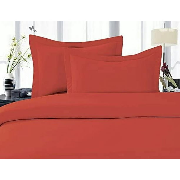 Elegant Comfort, Duvet Set 3 Piece 2 Pillow Shams Twin/Twin XL Rust Orange, Solid Print