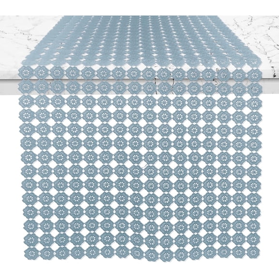 Elegant Comfort Embroidered Eve Table Runner, Decorative Dresser Scarf for Home and Dining Room, Crochet Tabletop Accent for Kitchen, Indoor, and Outdoor Use, 16 X 20 Inches, Light Blue