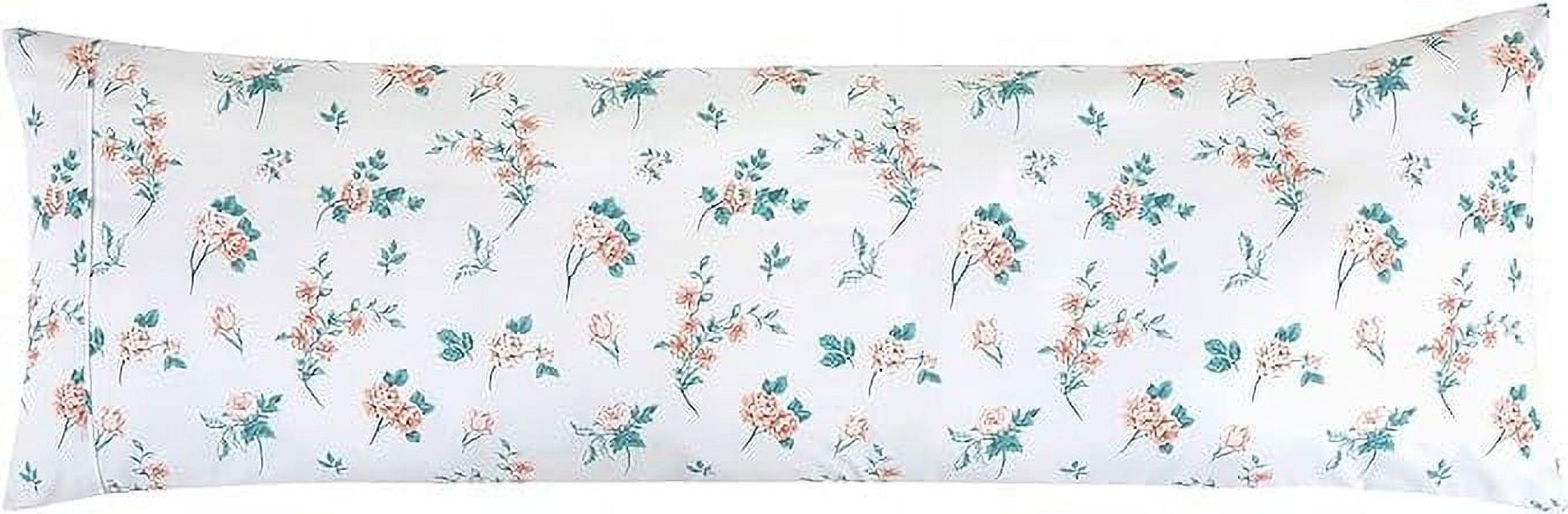 Elegant Comfort Floral Print Body Pillowcase, 1500 Series Hotel Quality Microfiber, Soft and Smooth with Hidden Zipper Closure, Body Pillowcase, Pink Celia