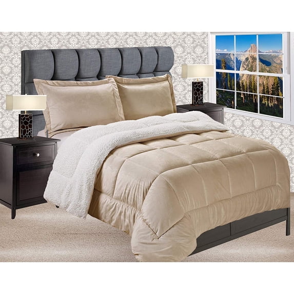 Elegant Comfort Gold Solid Print Microfiber Comforter Sets, Full (3 Counts)