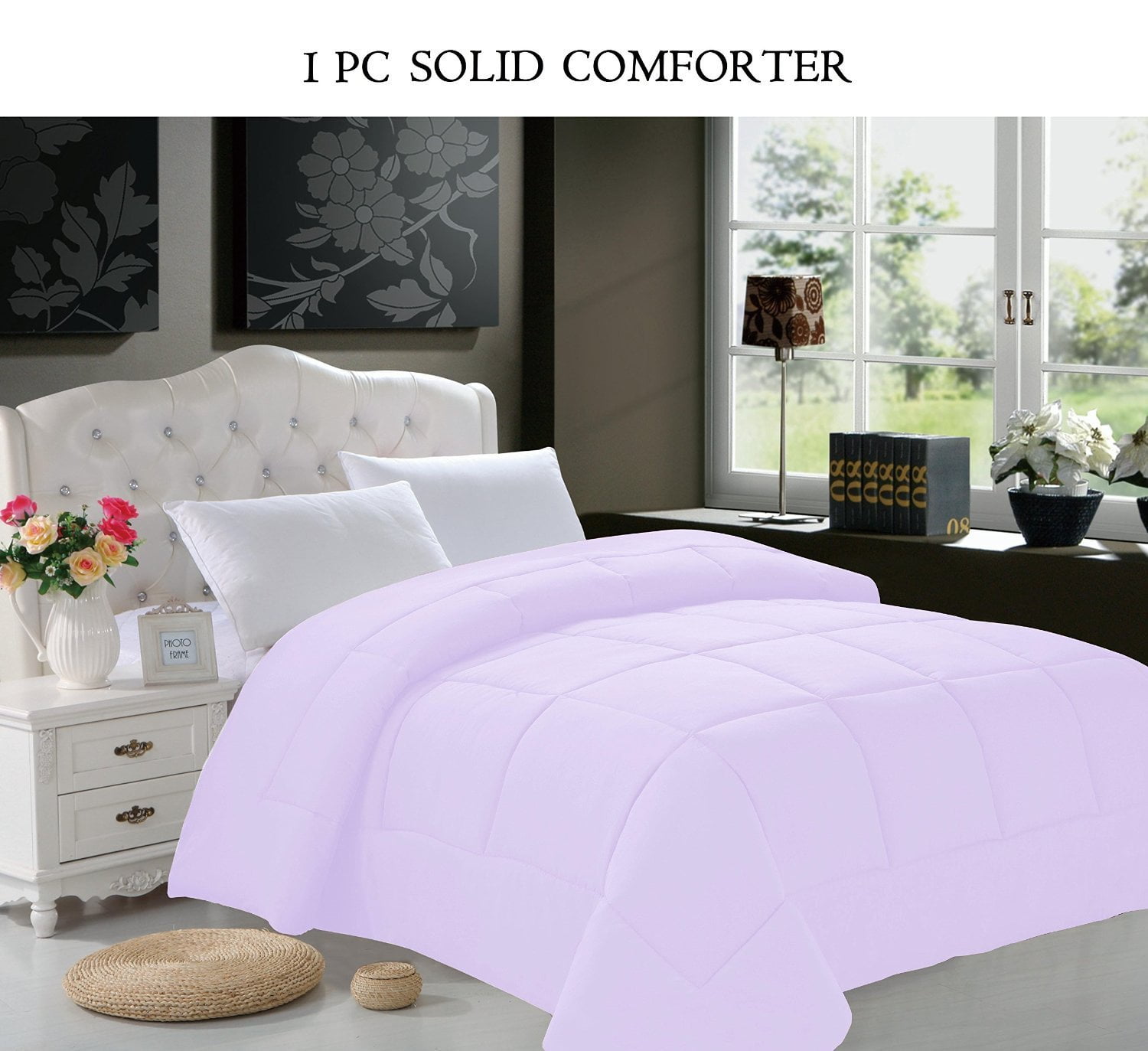 Elegant Comfort Goose Down Alternative 1pc SOLID Lilac Comforter - Available In A Few Sizes And Colors , King/Cal King, Lilac