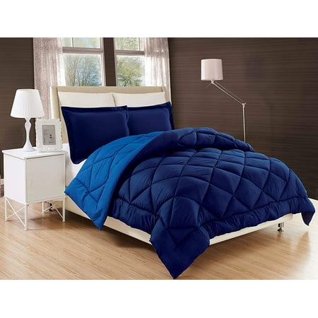 Elegant Comfort ® Goose Down Alternative Reversible 3pc Comforter Set- Available In A Few Sizes And Colors , Twin, Navy/Aqua price history and forecast - Elegant Comfort