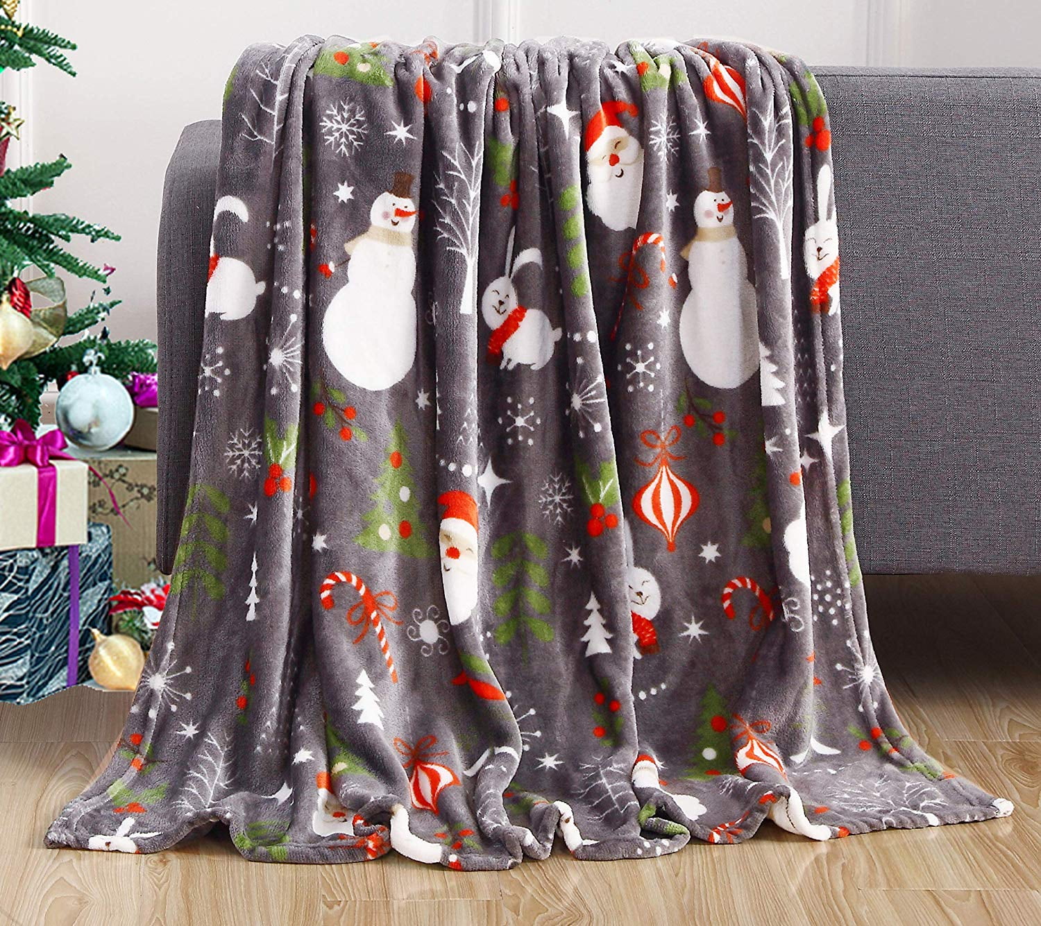 Elegant Comfort Gray Polyester, Velvet Throws 60" x 50"