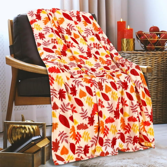 Elegant Comfort Halloween Themed Lightweight Throw Blanket - Soft, Comfty, and Plush - Ideal for Lounging During Spooky Season, 50 x 60 inches, Autumn Leaves, Throw Blanket