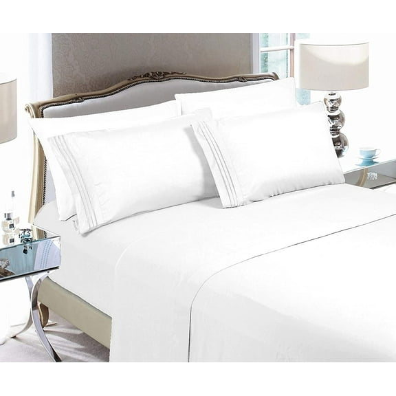 Elegant Comfort Holiday Gift Bedding 1500 Series Sheet set, Full, White