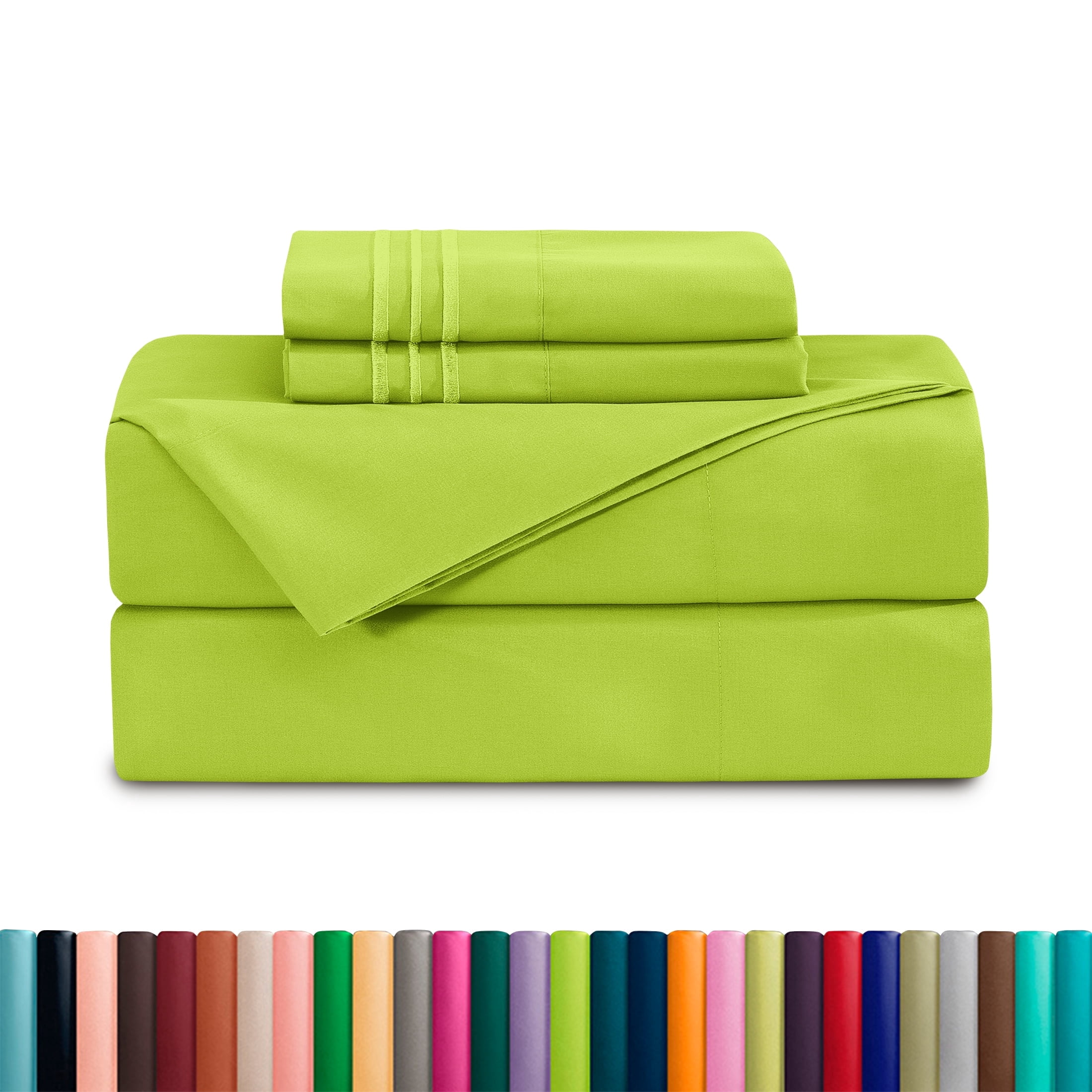 Elegant Comfort Deep Pocket King Sheet Set, Hotel Luxury Soft Cooling Deep Pocket Sheets, Lime Green