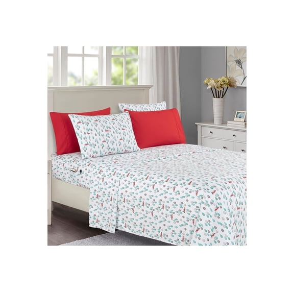Elegant Comfort Holiday Printed (6 Piece) Sheet Set,Pickup Tree.