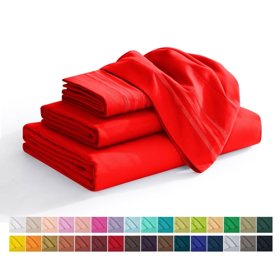 Elegant Comfort Hotel Luxury Microfiber 4-Piece Pillowcase Set, Queen, Ruby Red