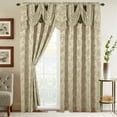 thumbnail image 1 of Elegant Comfort Jaquard Curtain Panels with Attached Pleated Valance, 2 inch Rod Pocket, Perfect for Bedroom, Living Room, 54 X 84 inches (Set of 2), Leaf Pattern Beige, 1 of 4