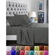 Elegant Comfort King Microfiber Bedding Sheets 4-Piece Set Grey Luxury & Performance