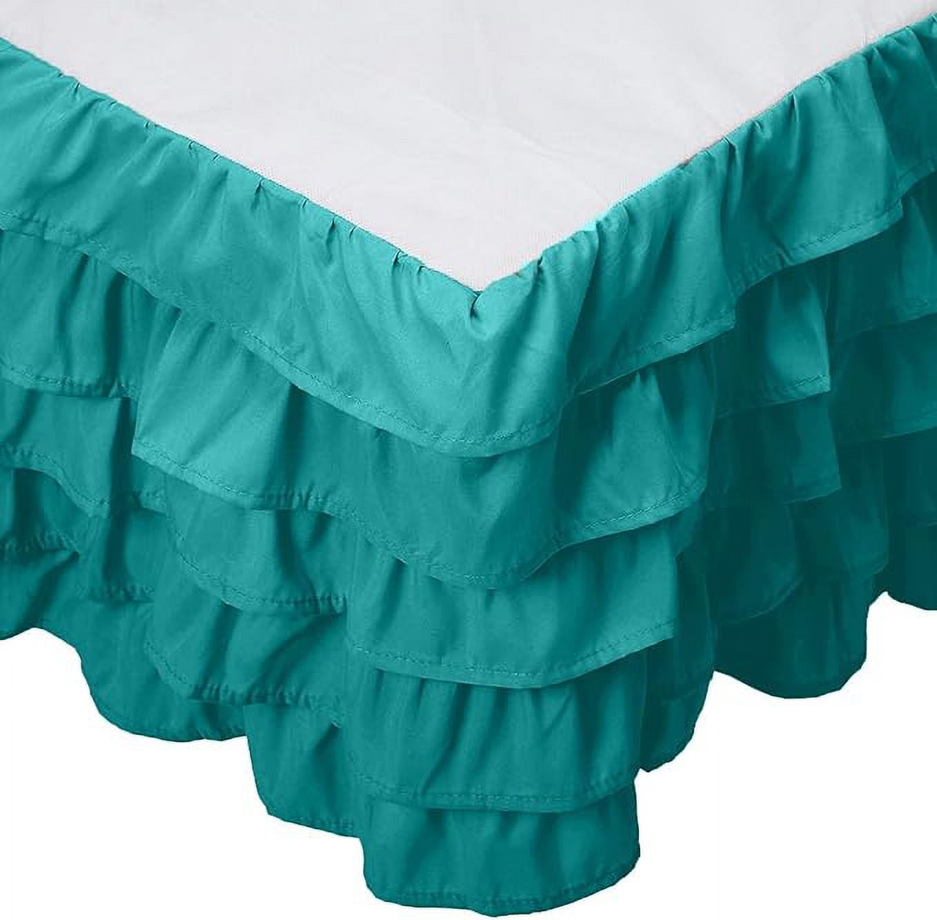 Elegant Comfort Leila Collection Multi-Ruffle Bed Skirt - 1500 Thread Count, Easy Fit Dust Ruffle, 15-Inch Drop, Wrinkle and Stain Resistant, Full, Seafoam Teal