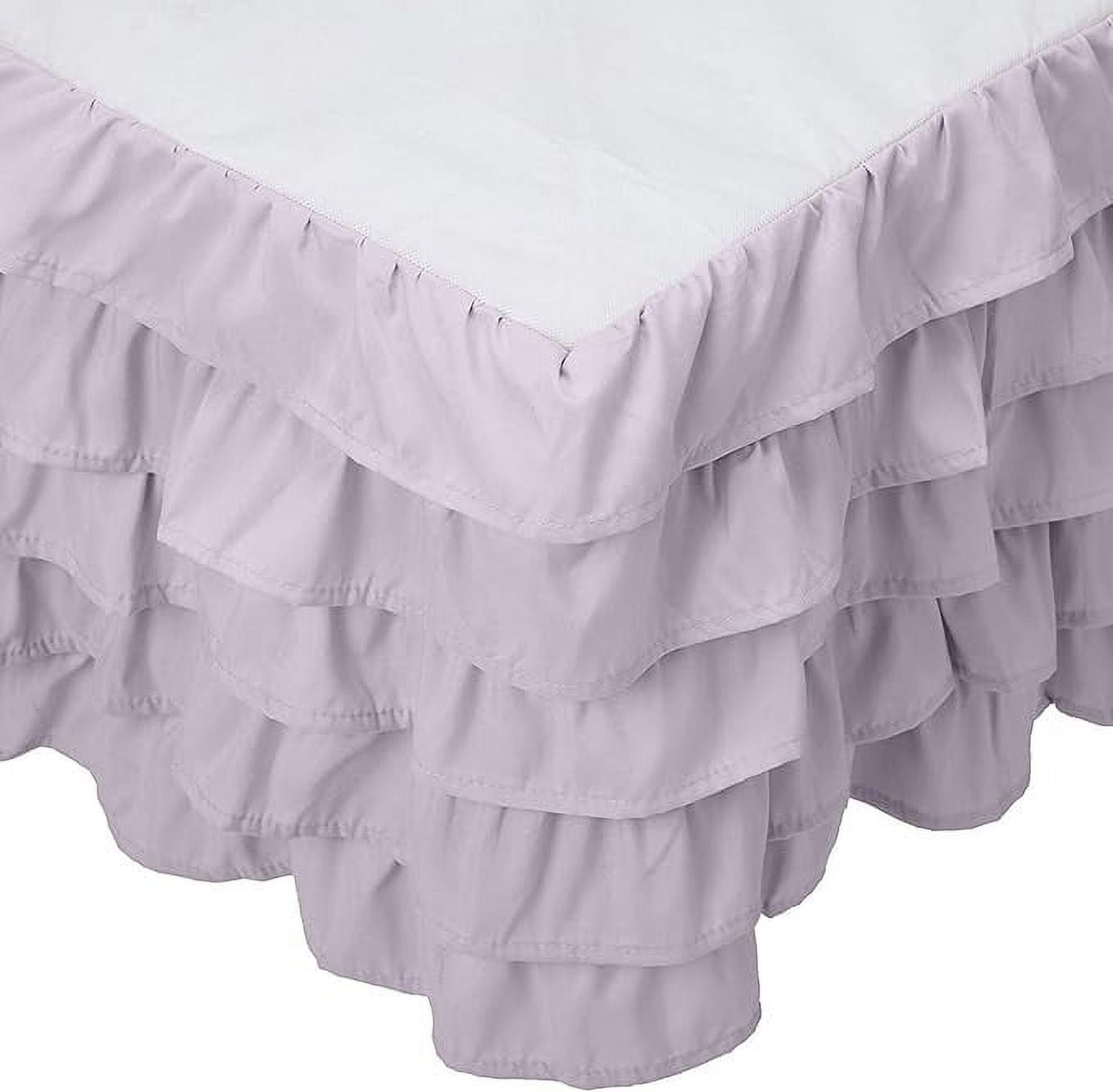 Elegant Comfort Leila Collection Multi-Ruffle Bed Skirt, 1500 Thread Count, Easy Fit Dust Ruffle, 15 inch Drop, Wrinkle and Stain Resistant, MultiRuffle, King, Floral Lilac