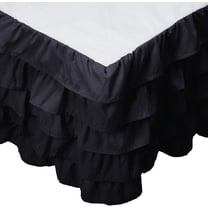 Elegant Comfort Leila Collection Multi-Ruffle Bed Skirt, 1500 Thread Count, Easy Fit Dust Ruffle, 15 inch Drop, Wrinkle and Stain Resistant, MultiRuffle, King, Pitch Black