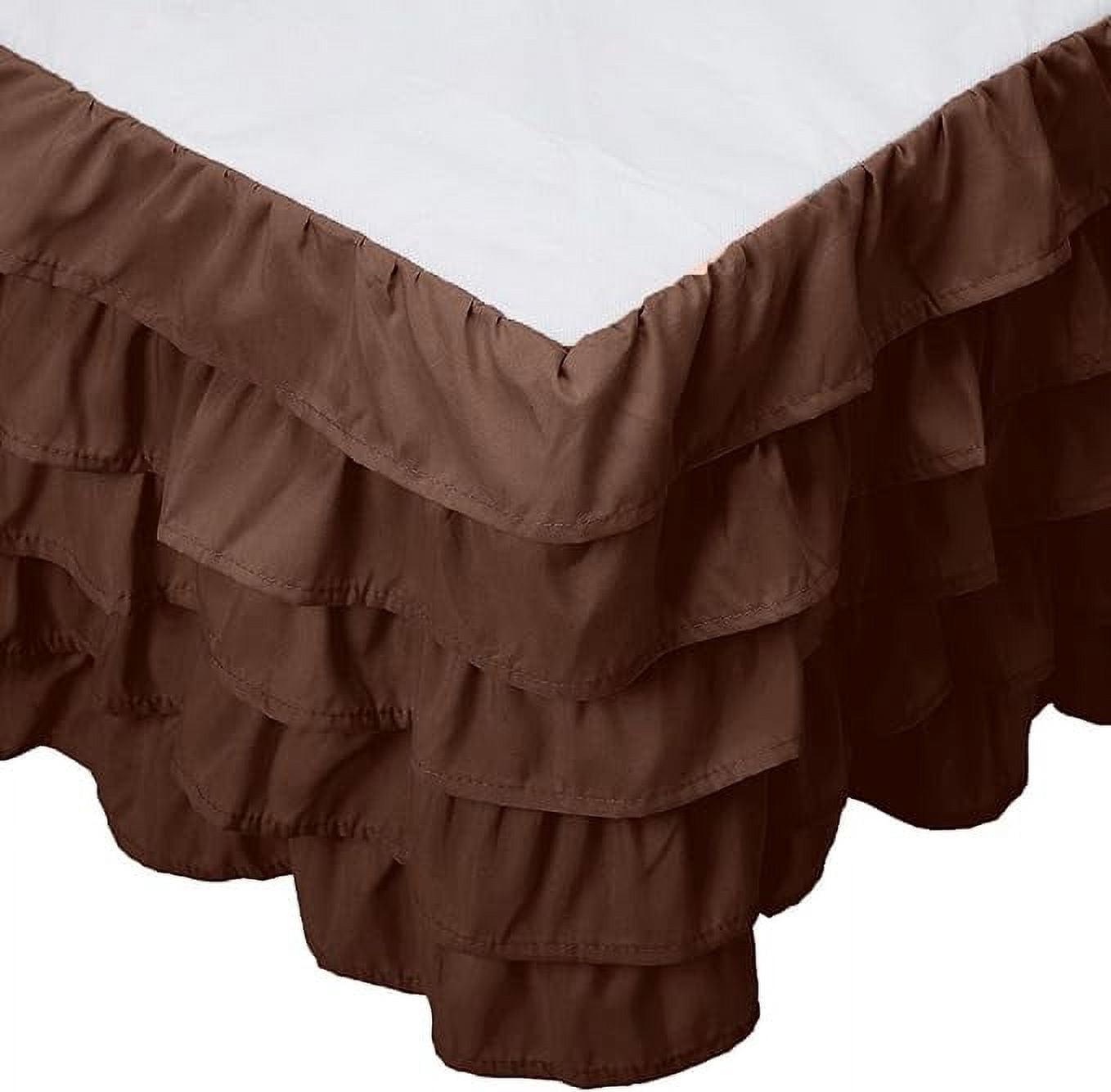 Elegant Comfort Leila Collection Multi-Ruffle Bed Skirt, 1500 Thread Count, Easy Fit Dust Ruffle, 15 inch Drop, Wrinkle and Stain Resistant, MultiRuffle, King, Chocolate Brown