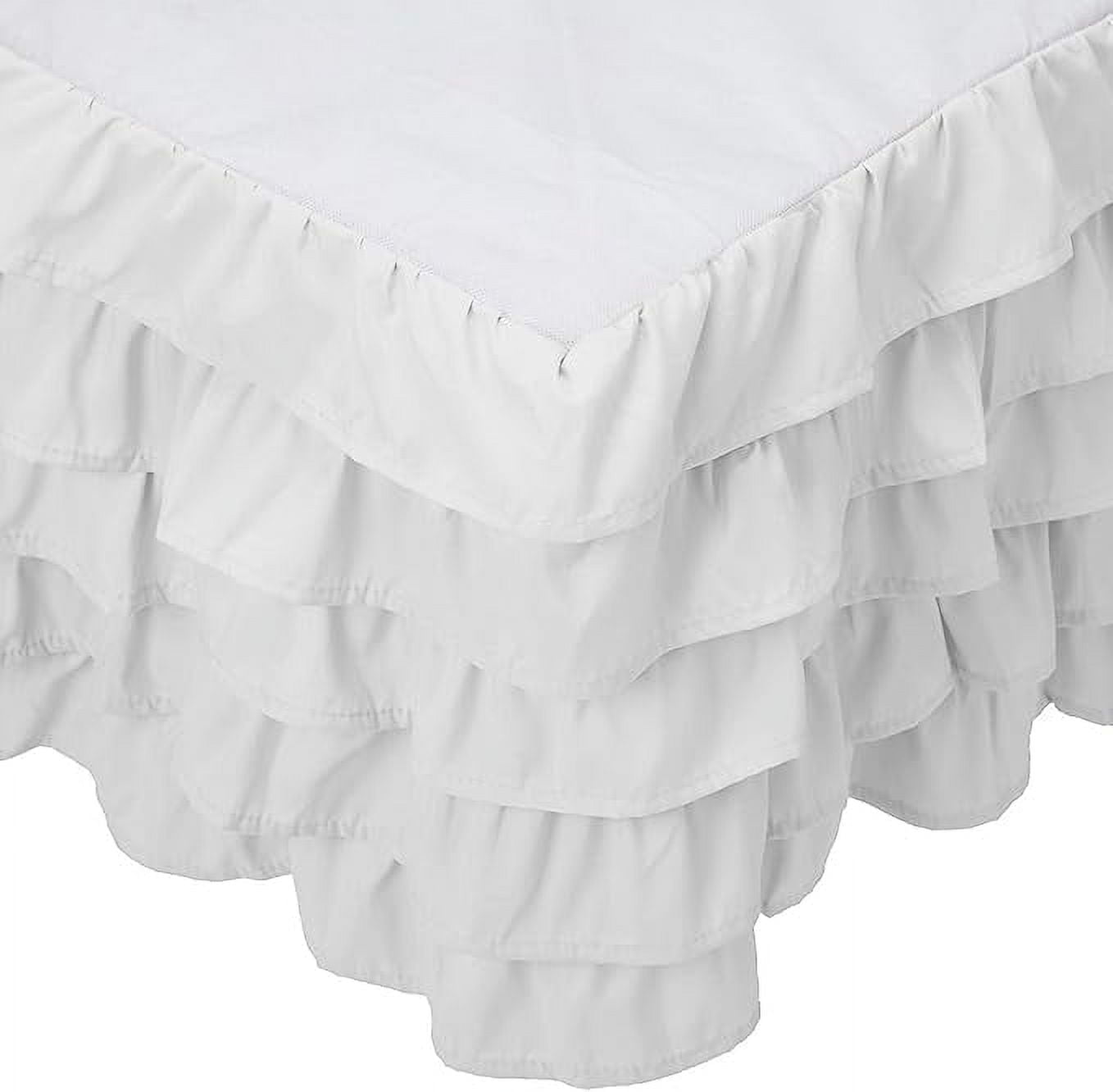 Elegant Comfort Leila Collection Multi-Ruffle Bed Skirt, 1500 Thread Count, Easy Fit Dust Ruffle, 15 inch Drop, Wrinkle and Stain Resistant, MultiRuffle, King, Snowy White