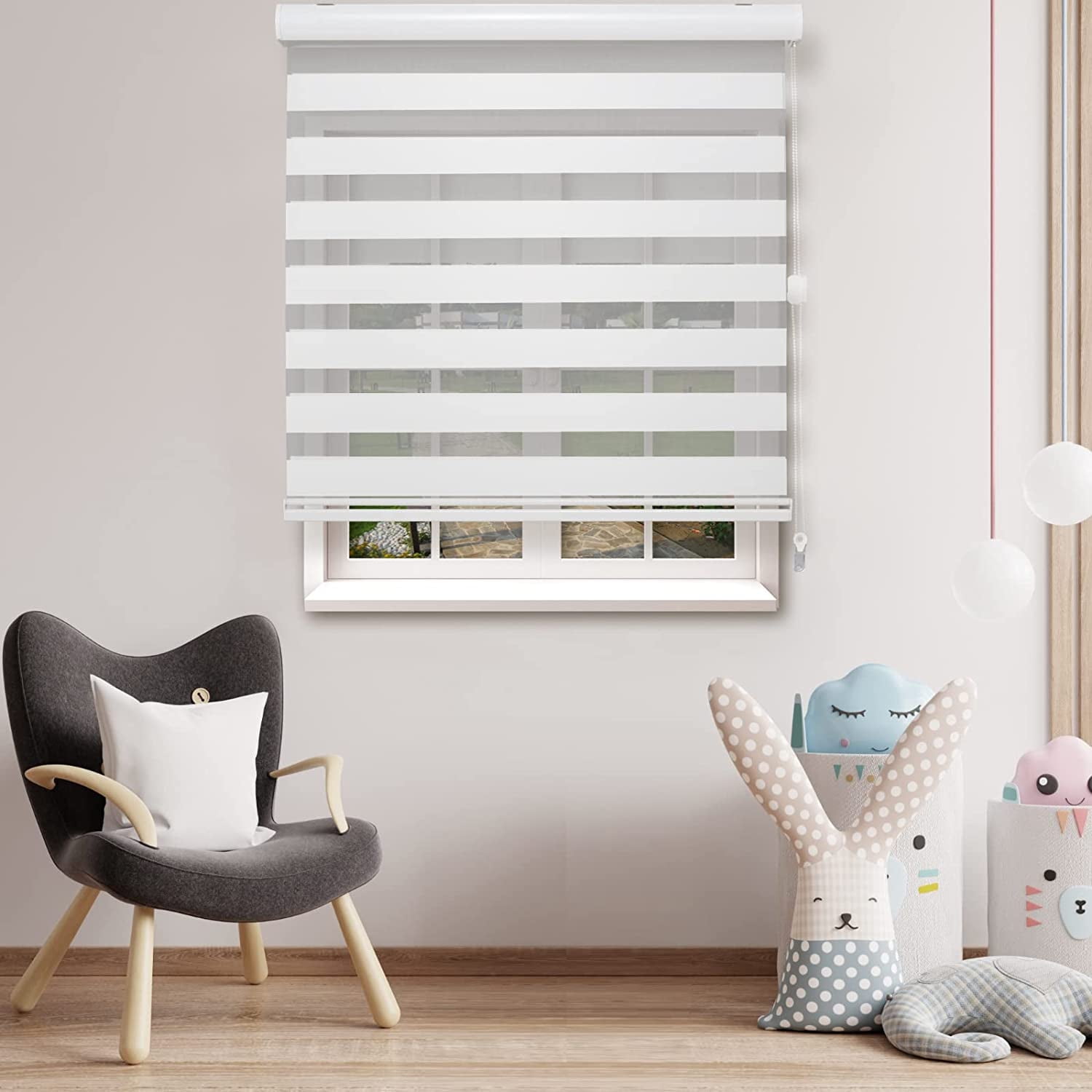 Elegant Comfort Light Filtering Polyester Zebra Blinds, White, 32" x 72"