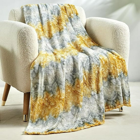 Elegant Comfort Lightweight Printed Throw Blanket- All Season, Soft, Cozy and Plush- Decorative Throw Blankets, Perfect for Lounging, 50 x 60 inches, Cilia, Throw Blanket