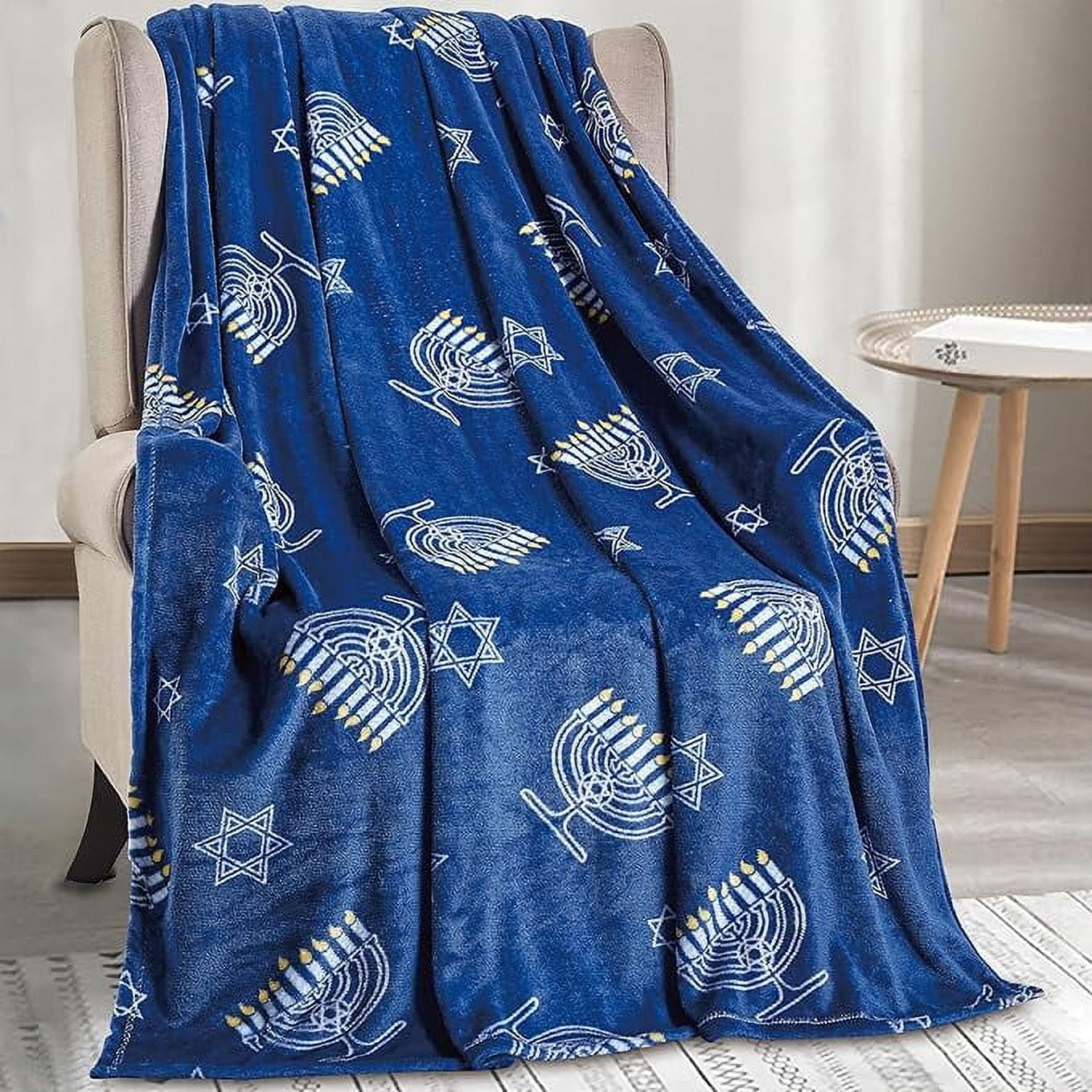 Elegant Comfort Lightweight Printed Throw Blanket- All Season, Soft, Cozy and Plush- Decorative Throw Blankets, Perfect for Lounging, 50 x 60 inches, Hanukka, Throw Blanket